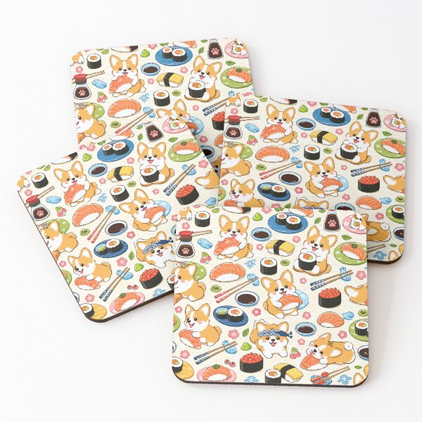 Item preview, Kawaii Corgi Sushi Seamless Pattern | Cute Japanese Food Wrapping Paper Design designed and sold by kawaii animal store (in Japan).