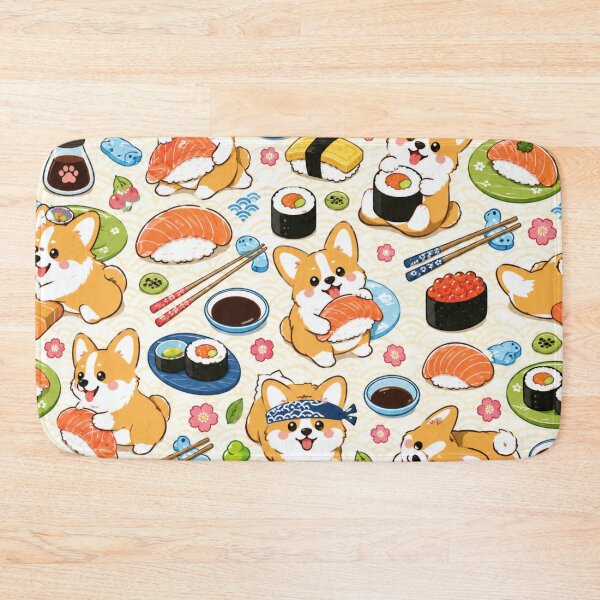 Item preview, Kawaii Corgi Sushi Seamless Pattern | Cute Japanese Food Wrapping Paper Design designed and sold by kawaii animal store (in Japan).