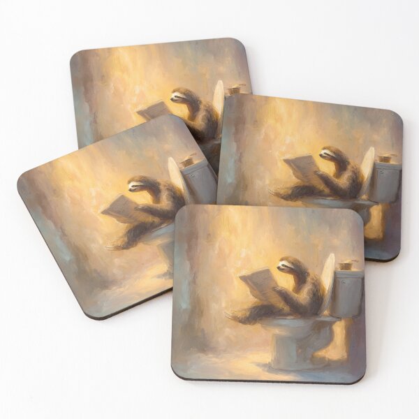 Item preview, Sloth reading newspaper on the toilet - Funny bathroom decor designed and sold by monchie.