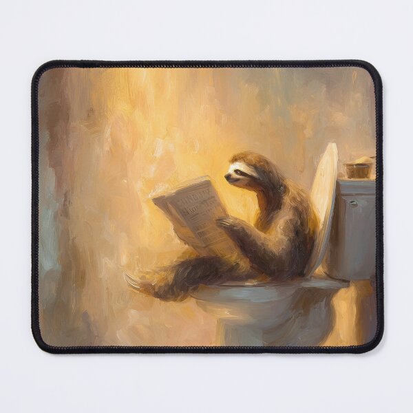 Item preview, Sloth reading newspaper on the toilet - Funny bathroom decor designed and sold by monchie.