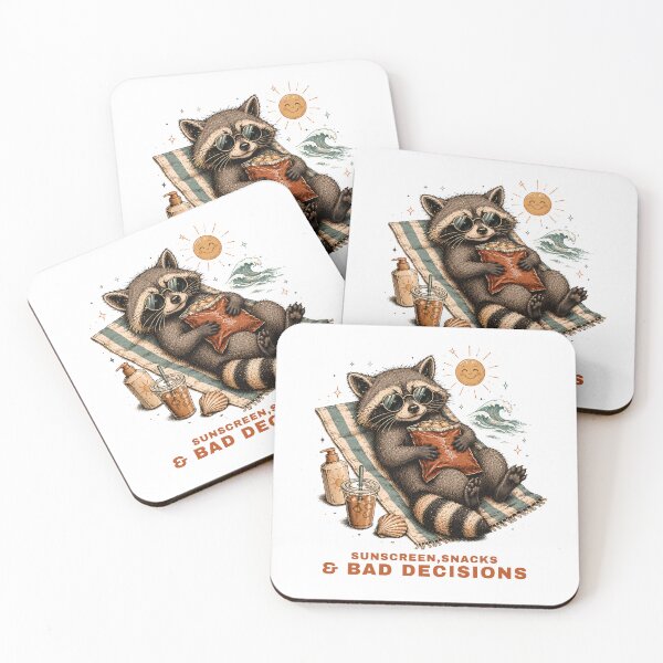 Item preview, Sunscreen Snacks and Bad Decisions – Beach Raccoon designed and sold by DonnaByPT.