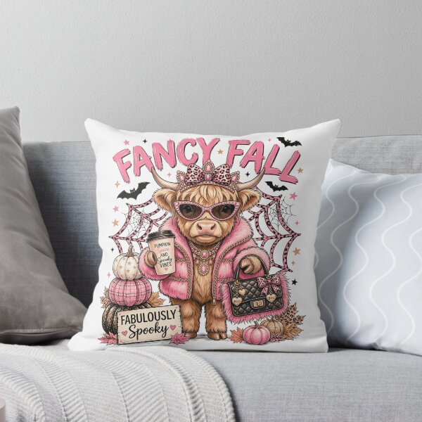 Item preview, Fancy Fall Pink Highland Cow Fabulously Spooky designed and sold by BreezifyDesignStudio.
