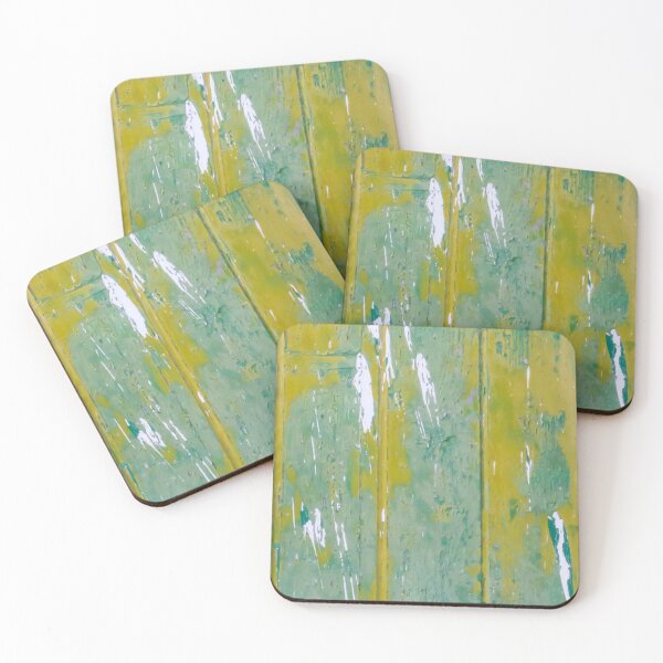 Item preview, Weathered Green and Yellow Painted Wood Texture With White Paint Splatters and Distressed Vertical Panels designed and sold by Nmallia.