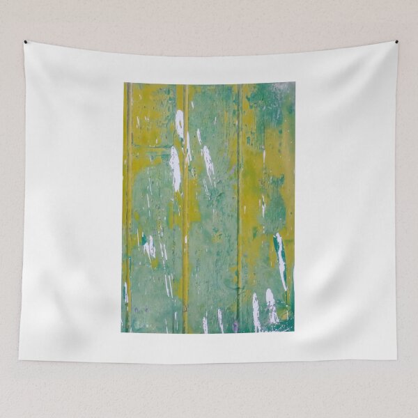 Item preview, Weathered Green and Yellow Painted Wood Texture With White Paint Splatters and Distressed Vertical Panels designed and sold by Nmallia.