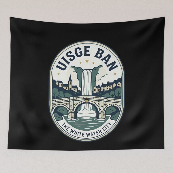 Item preview, Vintage Travel Emblem Uisge Ban Waterfall City designed and sold by k3rstman1.