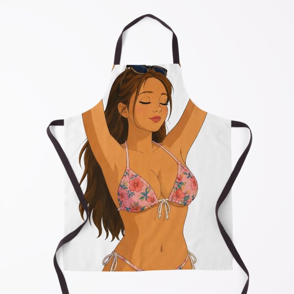 Aperçu de l'œuvre Pin-up en bikini d'été | Beauté en maillot de bain fleuri | Style d'animation western classique créée et vendue par Hollow Moon Studios..
