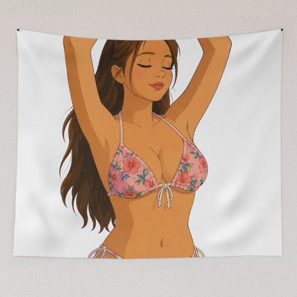 Item preview, Summer Bikini Pin-Up | Floral Swimsuit Beauty | Classic Western Animation Style designed and sold by  Hollow Moon Studios..