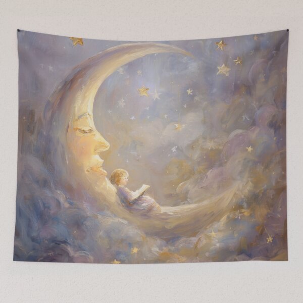 Item preview, Boy on a Crescent Moon - Bedtime Story designed and sold by monchie.