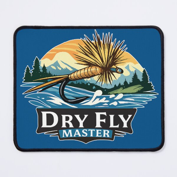 Item preview, Fly fishing illustration, logo style, text "Dry Fly Master". designed and sold by Art-Horizon.