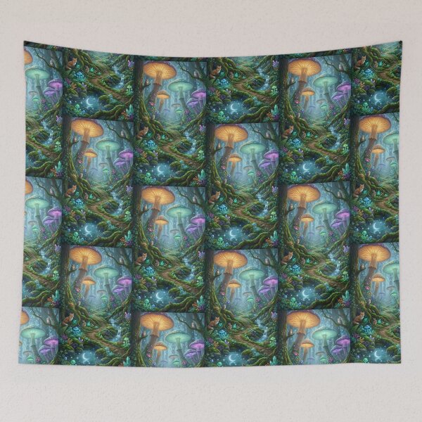 Item preview, Bioluminescent Mushroom Forest Magical Woodland Kingdom designed and sold by Itsheartshop.