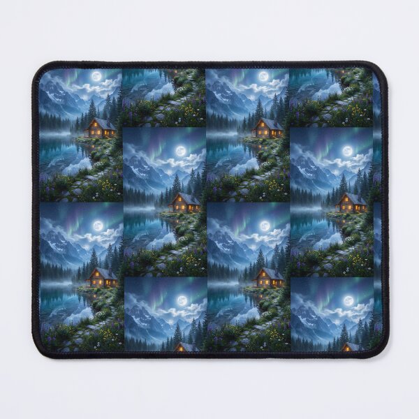 Item preview, Moonlit Alpine Lake Mountain Sanctuary Cabin designed and sold by Itsheartshop.