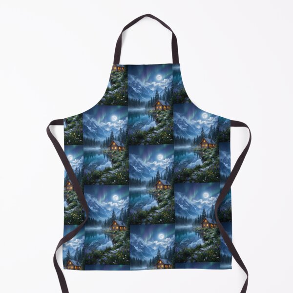 Item preview, Moonlit Alpine Lake Mountain Sanctuary Cabin designed and sold by Itsheartshop.