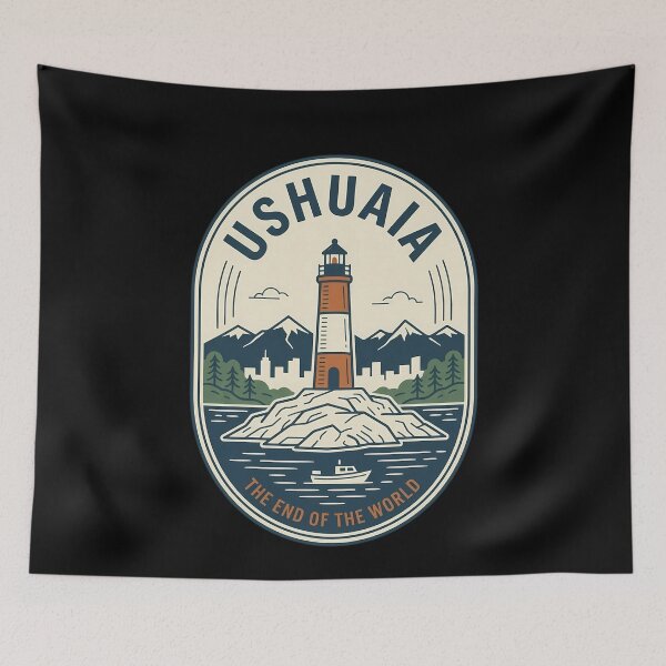 Item preview, Ushuaia Argentina Lighthouse Vintage Travel Emblem designed and sold by k3rstman1.