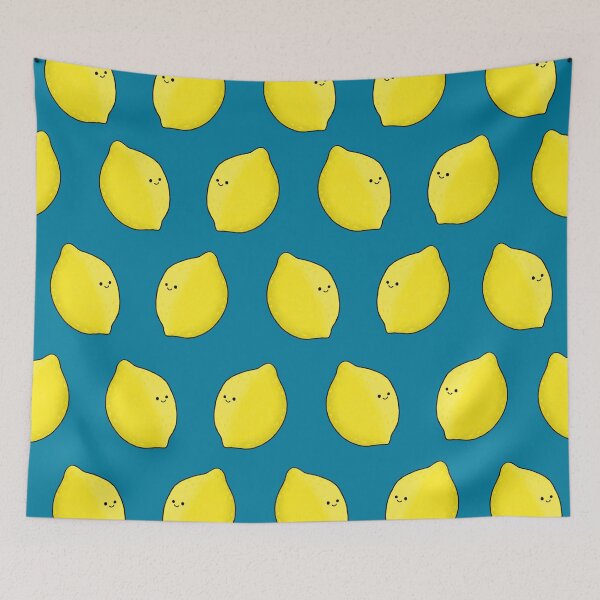 Item preview, Lemon pattern on blue background designed and sold by BluluStudio.