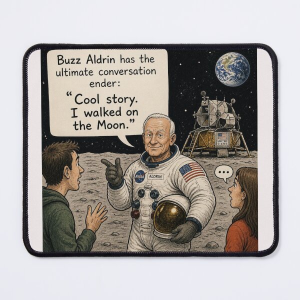 Item preview, Buzz Aldrin has the best conversation ender: "Cool story. I walked on the Moon". designed and sold by CinemaChronik.
