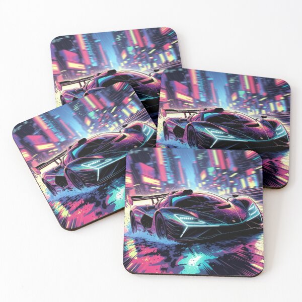 Item preview, Cyberpunk Hypercar in Neon Rain | Synthwave Supercar Vector Art designed and sold by Nexus Space.