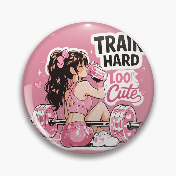 Item preview, Train Hard Look Cute Barbells and Ponytails Pink Gym Sticker designed and sold by WORN.THOUGHTS.