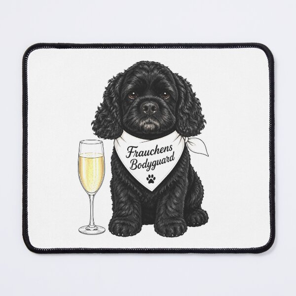 Item preview, Owner's bodyguard - Cocker Spaniel with champagne glass designed and sold by Auralda-T-Shirt.
