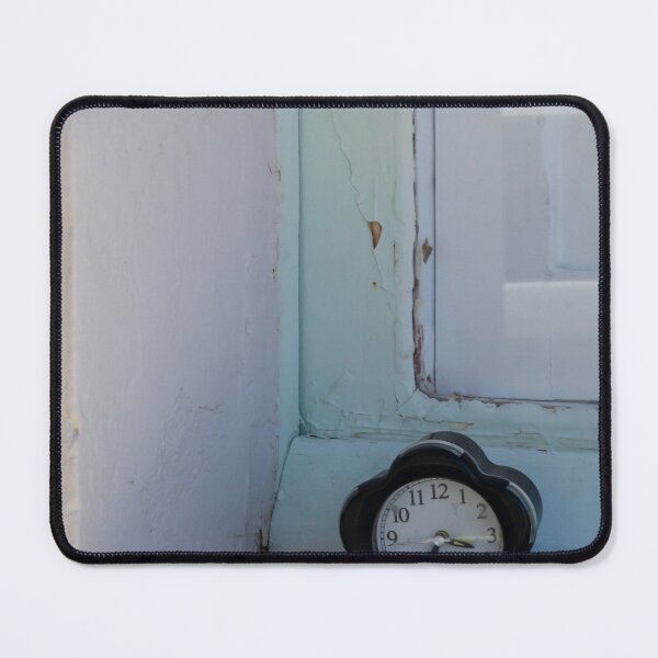 Item preview, Vintage Alarm Clock on Weathered Windowsill With Peeling Paint and Soft Morning Light designed and sold by Nmallia.
