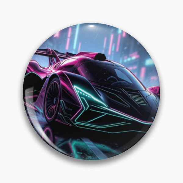 Item preview, Neon Cyber Hypercar | Futuristic Synthwave Supercar in the Rain designed and sold by Nexus Space.