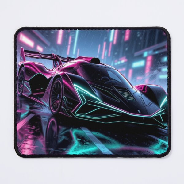 Item preview, Neon Cyber Hypercar | Futuristic Synthwave Supercar in the Rain designed and sold by Nexus Space.