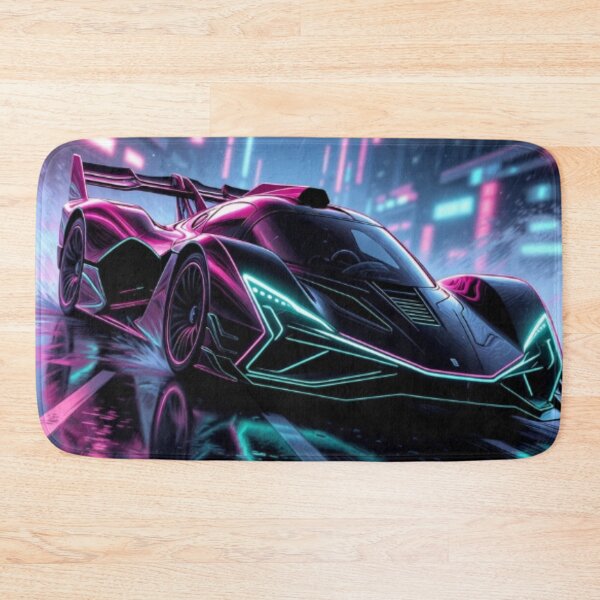 Item preview, Hipercoche cibernético neón | Supercoche futurista synthwave bajo la lluvia designed and sold by Nexus Space.