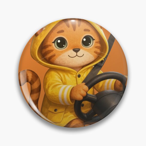 Item preview, Cute Driving Cat in Yellow Raincoat - Funny Orange Tabby Driver Art designed and sold by BLUESKY11a.