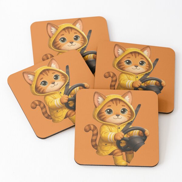 Item preview, Cute Driving Cat in Yellow Raincoat - Funny Orange Tabby Driver Art designed and sold by BLUESKY11a.
