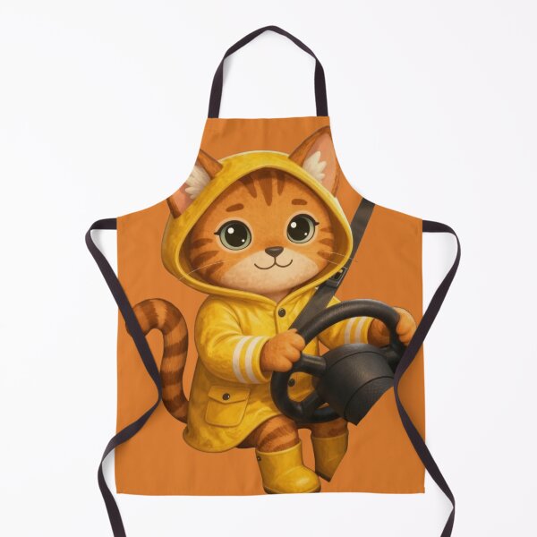 Item preview, Cute Driving Cat in Yellow Raincoat - Funny Orange Tabby Driver Art designed and sold by BLUESKY11a.
