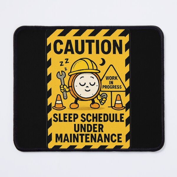 Item preview, Caution: Sleep Schedule Under Maintenance | Funny Sleep Sticker & T-Shirt designed and sold by FuzzDrive.