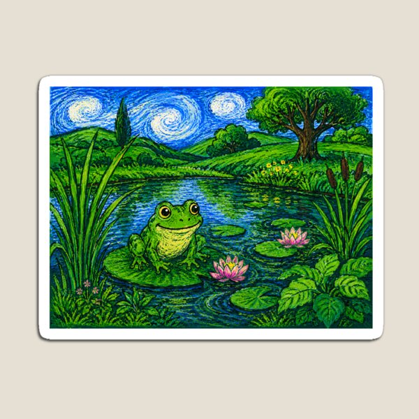 Item preview, Frog In A Pond Sticker designed and sold by UNDO PERFECT.