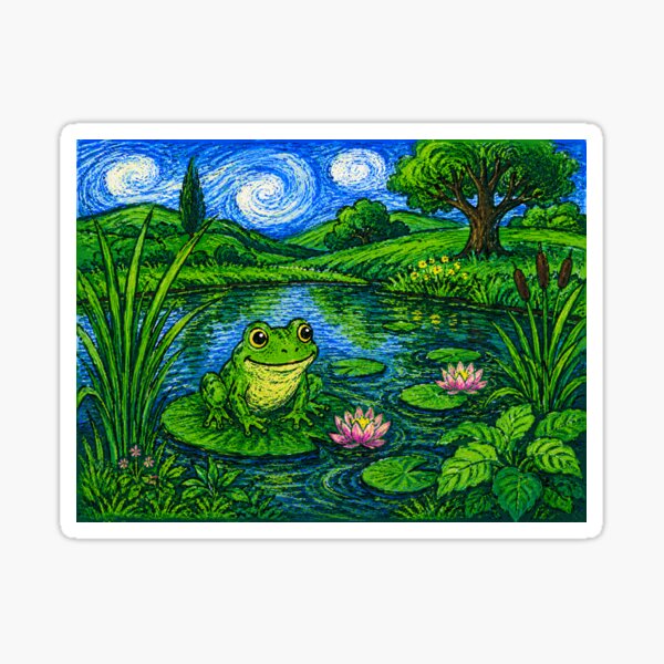 Artikelvorschau, Frosch im Teich Aufkleber entworfen und verkauft von UNDO PERFECT.