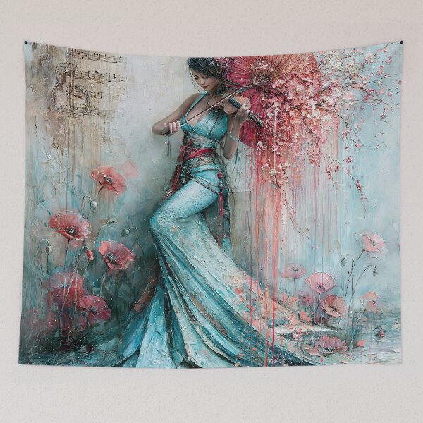Item preview, Violin Rhapsody - Turquoise Kimono Music Art designed and sold by Creative Nook.