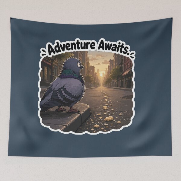 Item preview, Adventure Awaits Funny Pigeon Journey Cartoon Sticker designed and sold by SimplePoDesign.