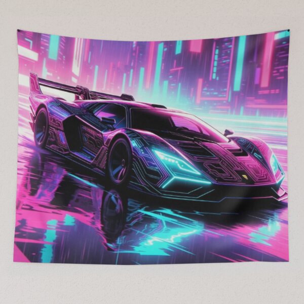 Item preview, Neon Velocity Hypercar | Cyberpunk Synthwave Racing Car Art designed and sold by Nexus Space.