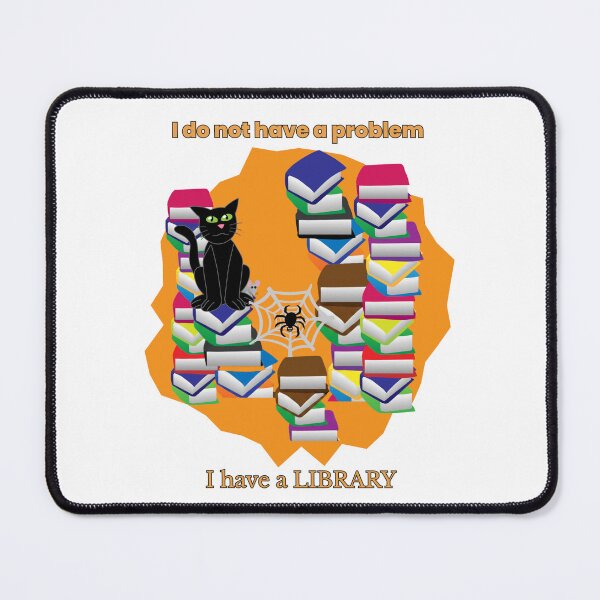 Artikelvorschau, Lustiges Design mit schwarzer Katze und Büchern für Bücherliebhaber entworfen und verkauft von DesignsbyDustin.