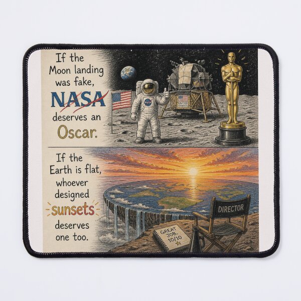 Item preview, If the Moon landing was fake, Nasa deserves an Oscar. If the Earth is flat, whoever designed sunsets deserves one too designed and sold by CinemaChronik.