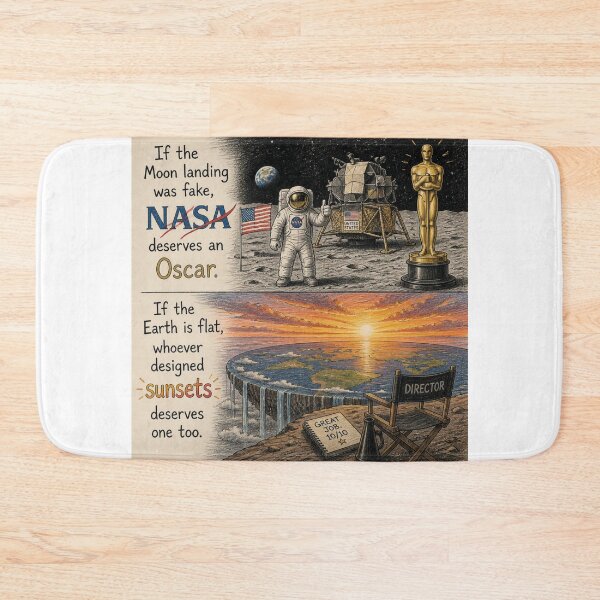 Item preview, If the Moon landing was fake, Nasa deserves an Oscar. If the Earth is flat, whoever designed sunsets deserves one too designed and sold by CinemaChronik.