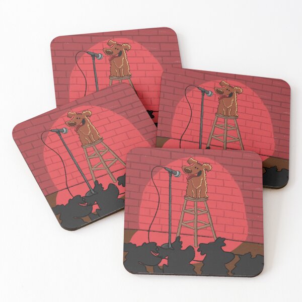 Item preview, Dog doing stand at comedy at an open mic night. designed and sold by BluluStudio.
