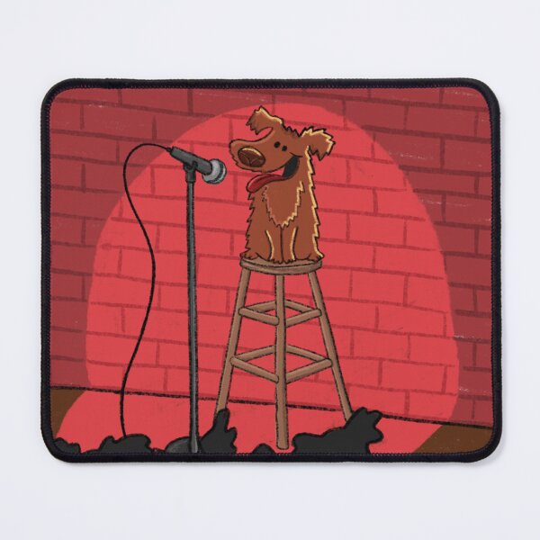 Item preview, Dog doing stand at comedy at an open mic night. designed and sold by BluluStudio.