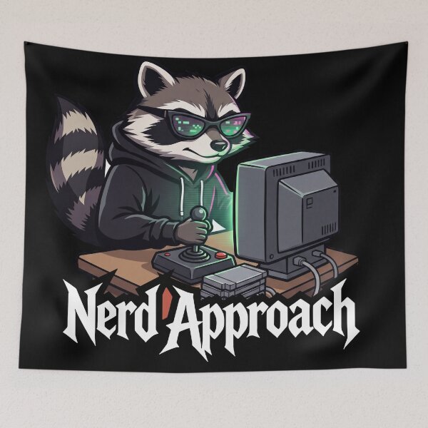 Item preview, Retro Gaming Raccoon, Cartridge Collector Purist designed and sold by NerdApproach.