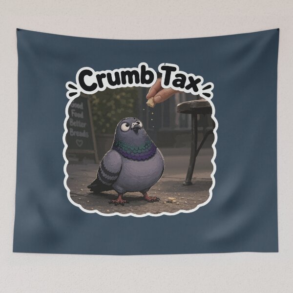 Item preview, Crumb Tax Funny Pigeon Cartoon Sticker designed and sold by SimplePoDesign.