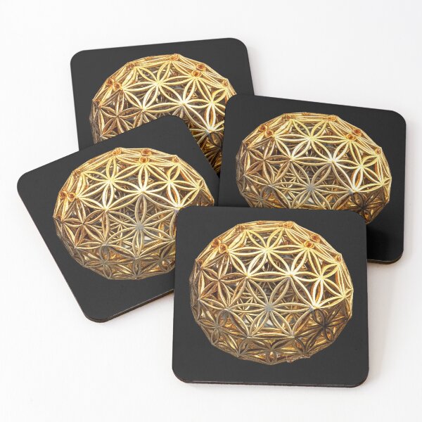 Item preview, Flower of Life Sphere Sacred Geometry | Metallic Gold 3D Geometric Ornament Design designed and sold by Emoji Emblems.