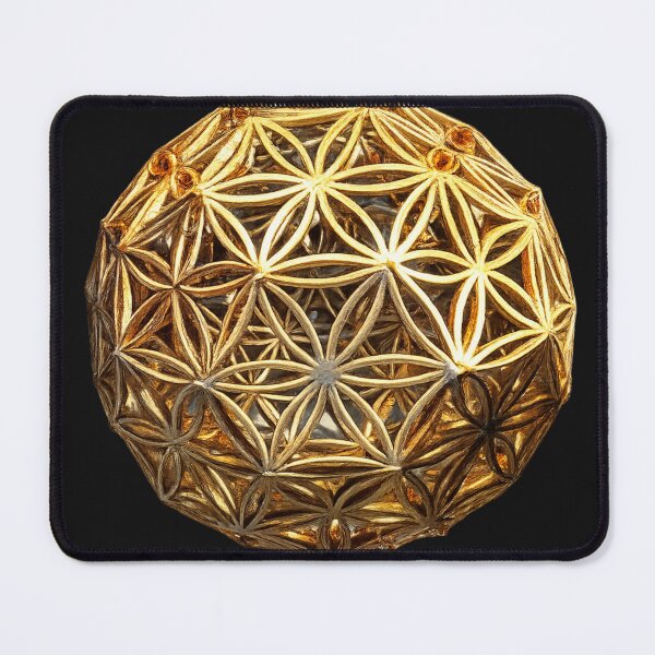 Item preview, Flower of Life Sphere Sacred Geometry | Metallic Gold 3D Geometric Ornament Design designed and sold by Emoji Emblems.