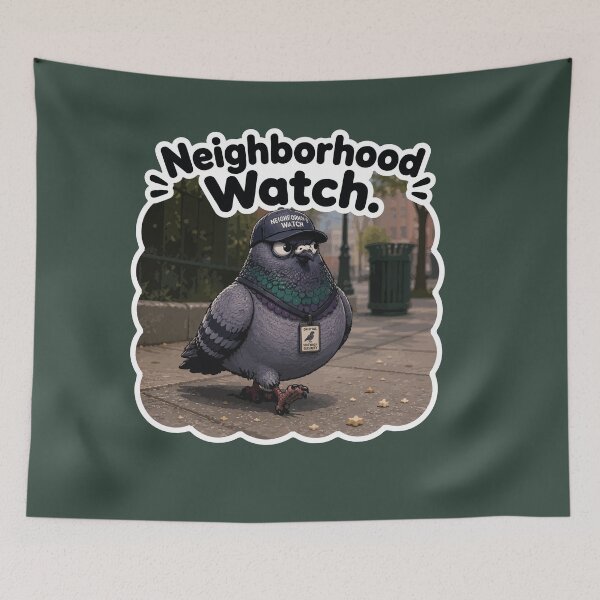 Item preview, Neighborhood Watch Funny Security Pigeon Cartoon Sticker designed and sold by SimplePoDesign.