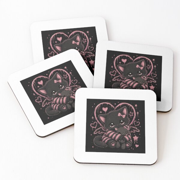 Item preview, Tiny Midnight Kitten With Stitched Heart designed and sold by bloodcrypt.