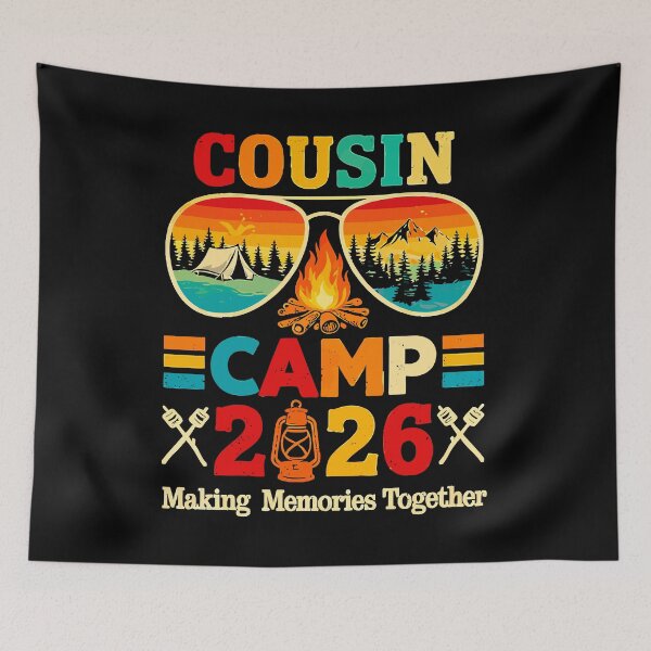 Item preview, Cousin Camp 2026 Making Memories Together - Retro Sunglasses Camping Art designed and sold by BendyBeasts.