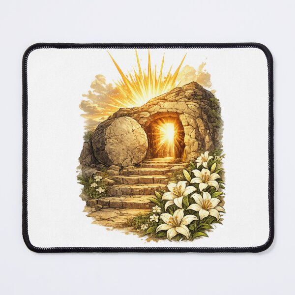 Item preview, Empty tomb at sunrise with lilies designed and sold by DVerse Studio.