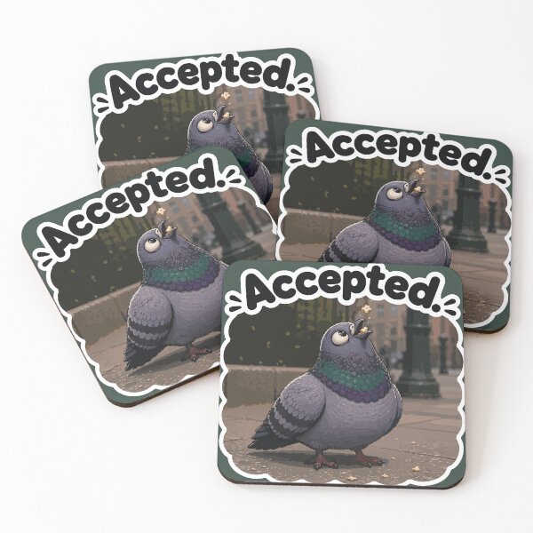 Item preview, Accepted Funny Pigeon Crumb Catch Cartoon Sticker designed and sold by SimplePoDesign.