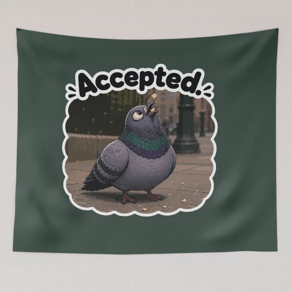 Item preview, Accepted Funny Pigeon Crumb Catch Cartoon Sticker designed and sold by SimplePoDesign.